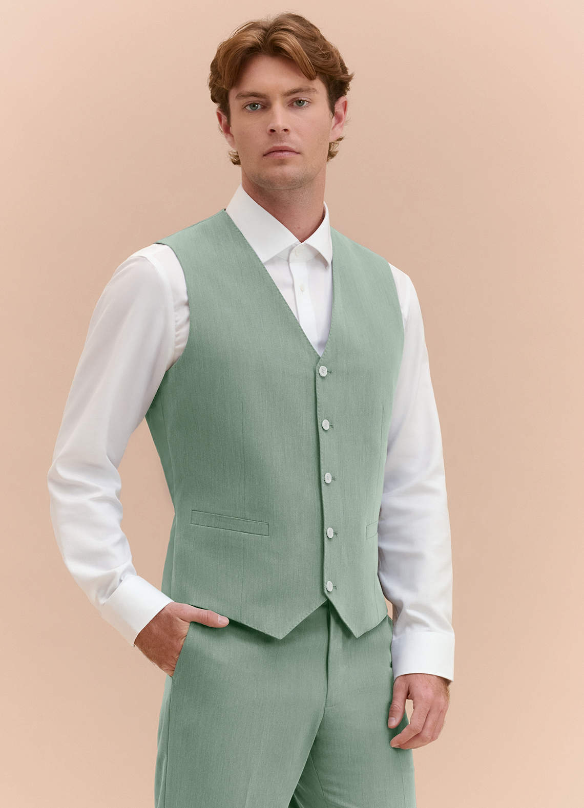 front William Vert Sauge Gilet de costume