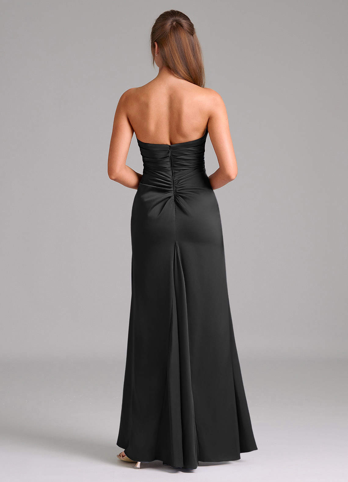Azazie Lucille Jurken voor thuis passen Converteerbaar Jurk van Stretch Satijn met Zeemeermin Strapless Zwart image1