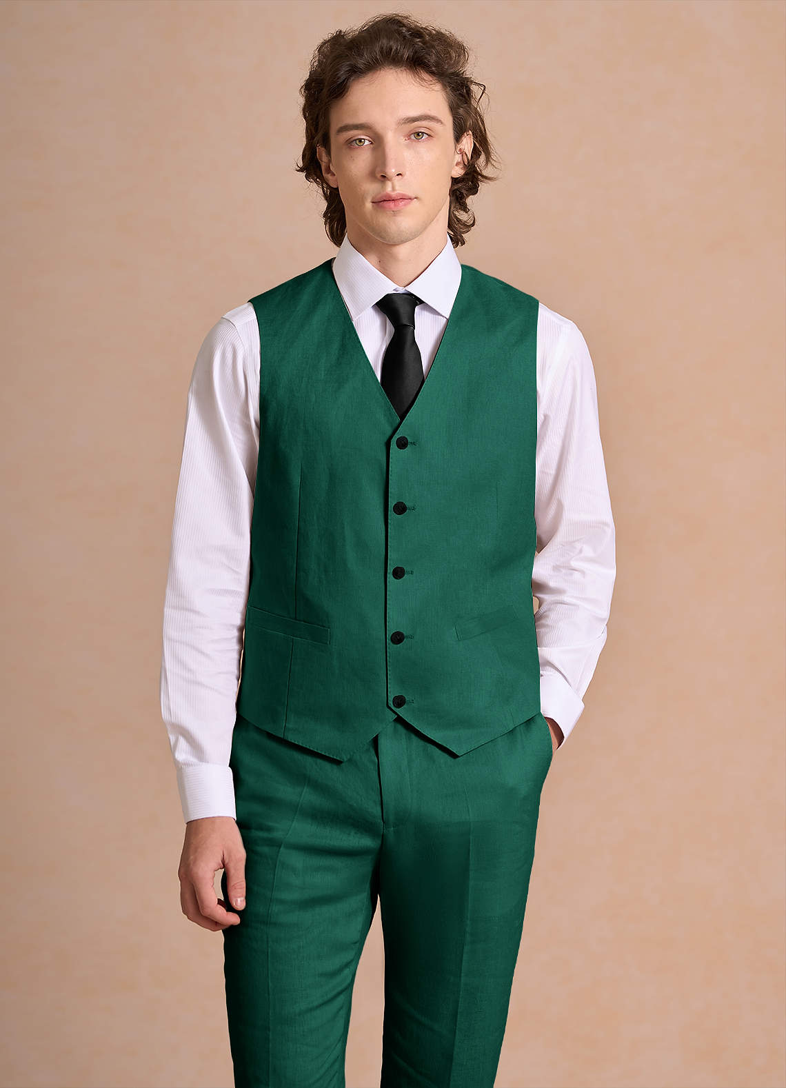 front Harrison Esmeralda Colete de linho 100%