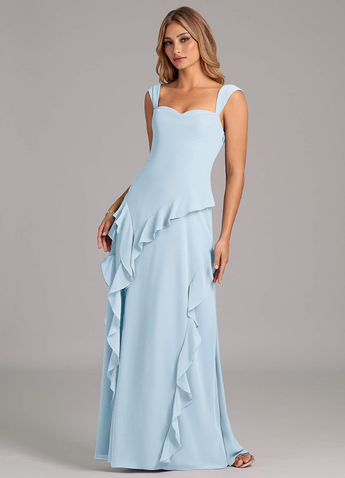 Azazie Sloane Bridesmaid Dresses Sky Blue A-Line Sweetheart Neckline Chiffon Dress image5