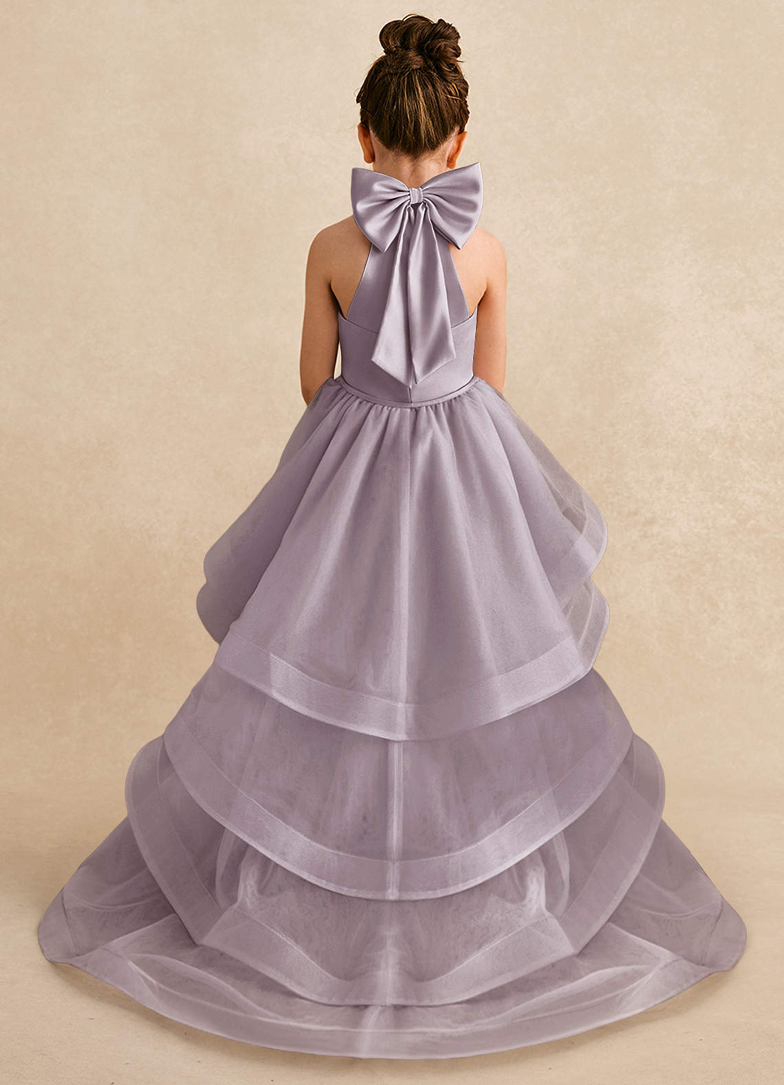 Azazie Bev Flower Girl Dresses Dusk A-Line Convertible Tulle Dress image1