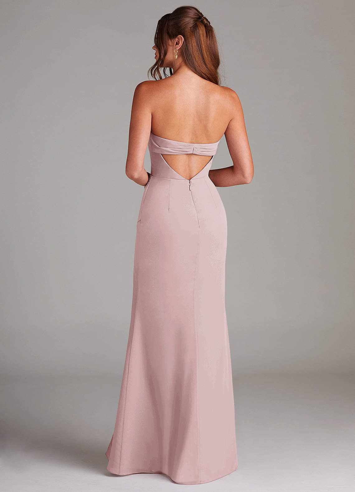 Azazie Leonis Vestidos de madrinha de casamento Vestir Rosa Corado de Chiffon de Bainha com Sem alças image4