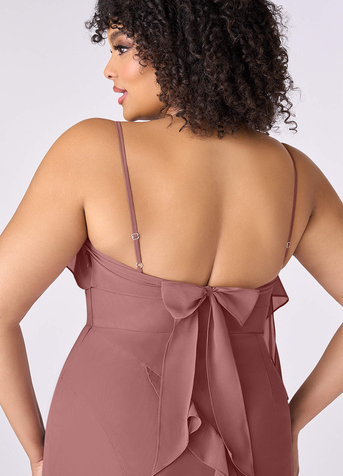 Barbie ♥ Azazie Bridesmaid Dresses Desert Rose Sheath Bow Chiffon Dress image7