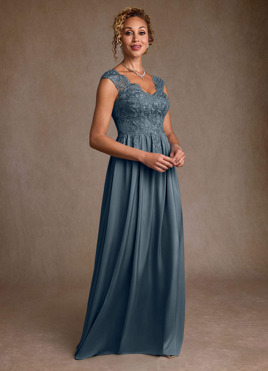 Azazie Amethyst Mother of the Bride Dresses Twilight A-Line Lace Dress image4