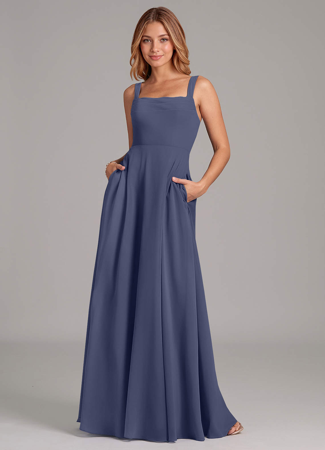 Azazie Shaude Bridesmaid Dresses Stormy A-Line Pleated Chiffon Dress image1