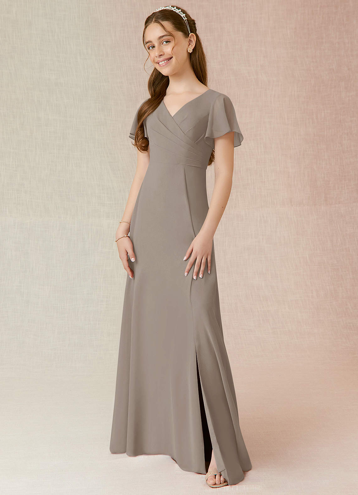 Taupe junior bridesmaid on sale dress