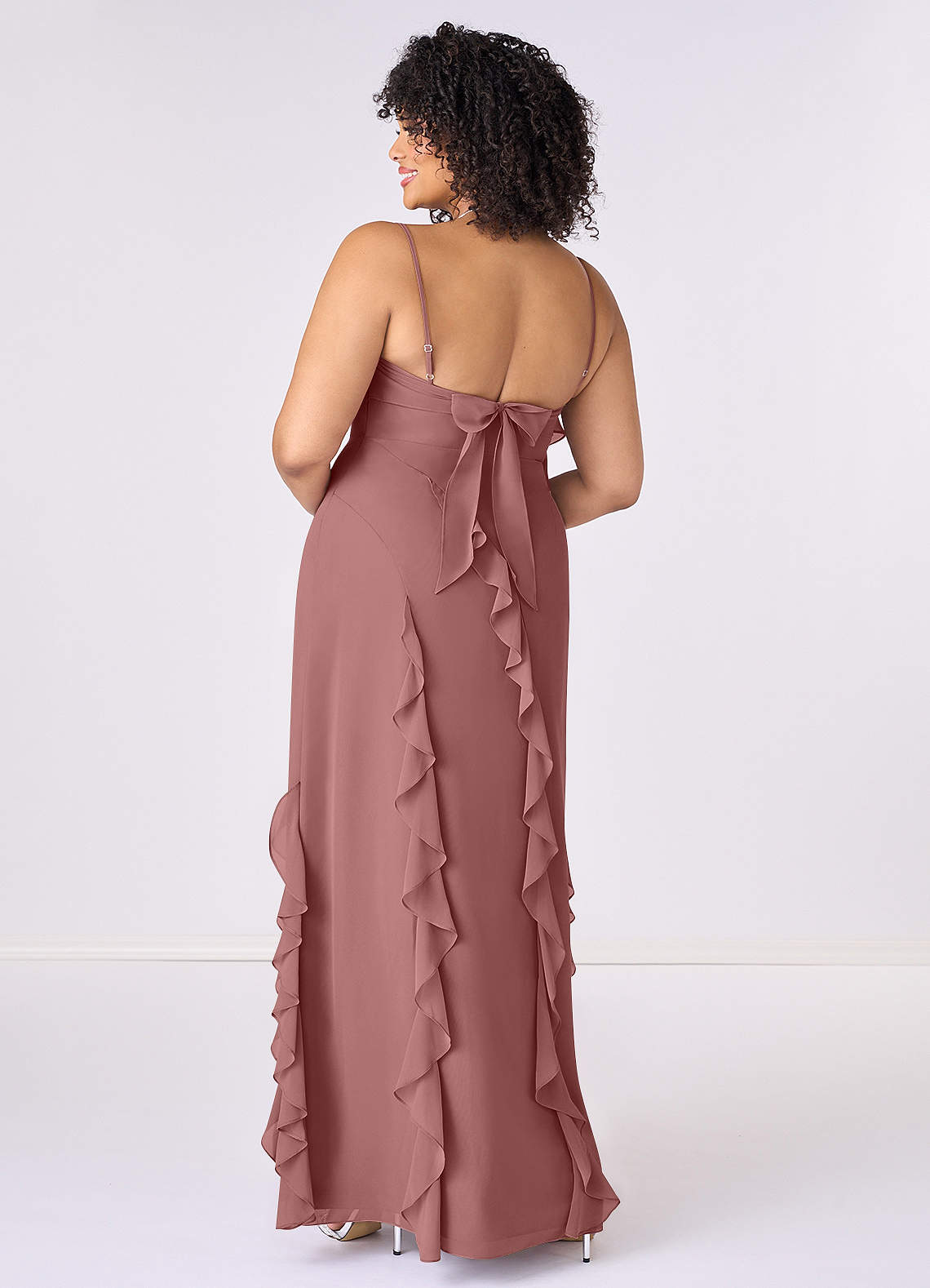 Barbie ♥ Azazie Bridesmaid Dresses Desert Rose Sheath Bow Chiffon Dress image6