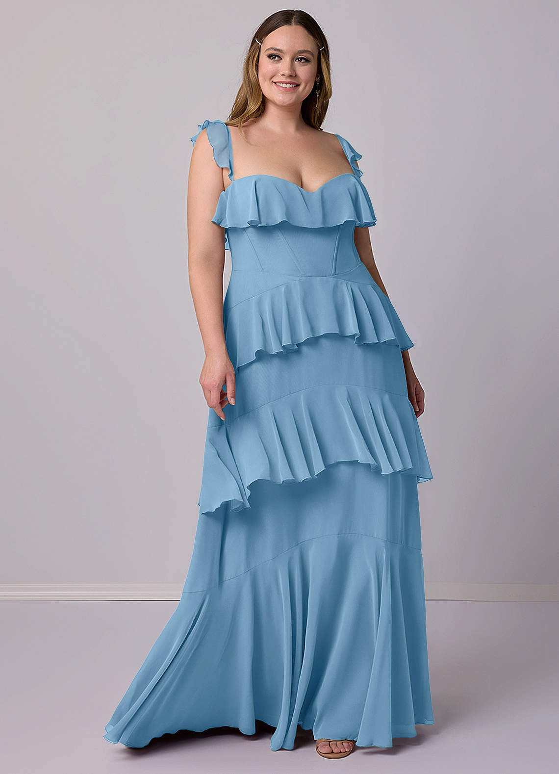 Barbie ♥ Azazie Final Sale Steel Blue A-Line Sweetheart Neckline Chiffon Dress image1