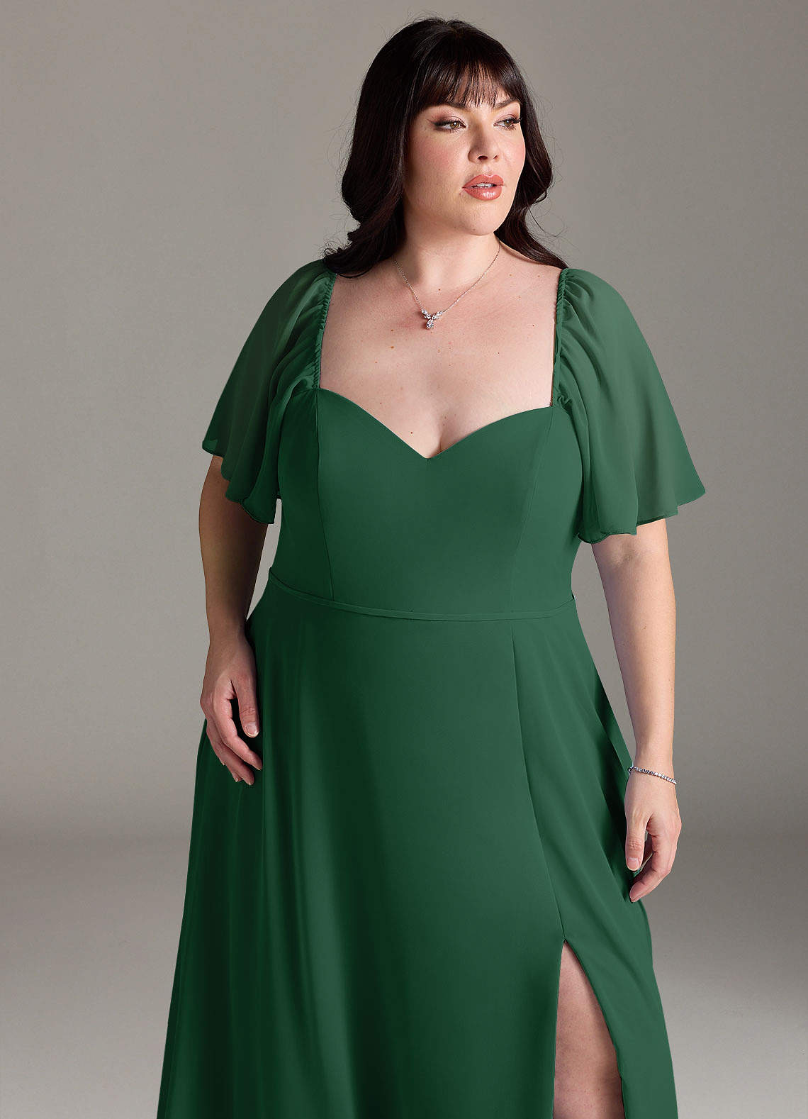 green emerald velvet dress Zapaka Women Dusty Sage Long Plus Size Bridesmaid Dress with Slit Halter Chiffon A Line Wedding Guest Dress, Dusty Sage / US26W