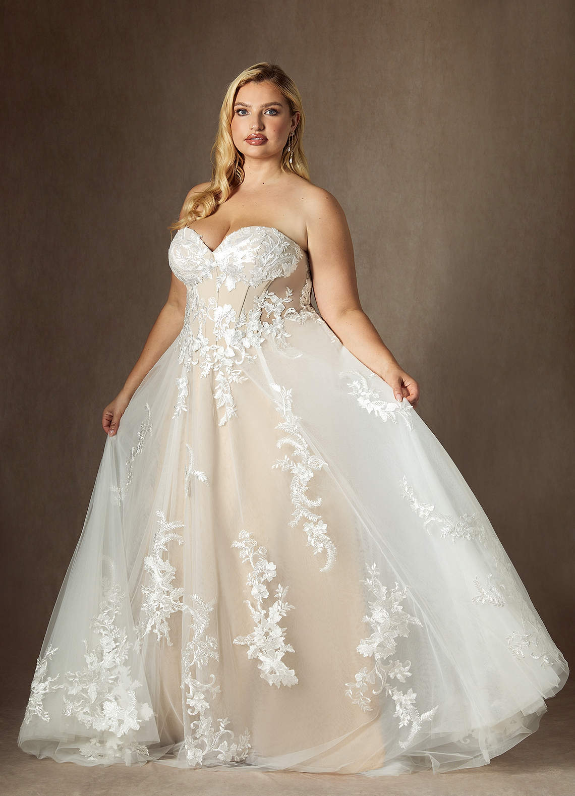Azazie Aurorie Wedding Dresses Diamond White Nude A-Line Sequins Tulle Dress image11