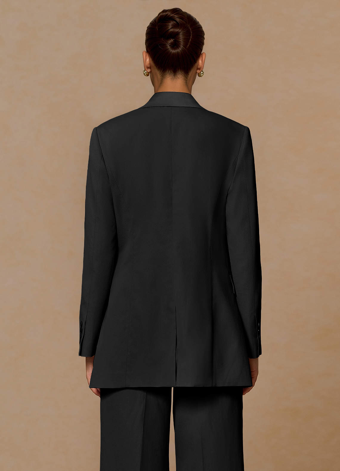 front Margaret Black Cotton Linen Blend Blazer