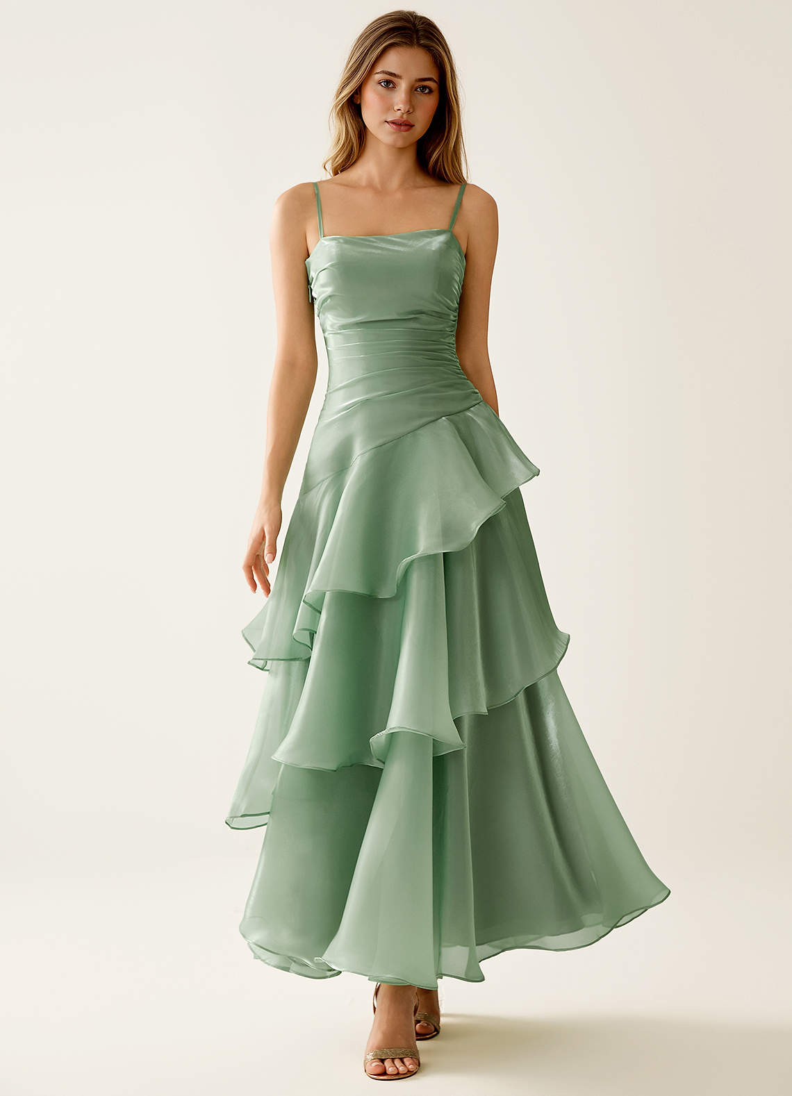 green satin ruffle dress Romance Ruffle Dress, in Moss Green Luxe Satin, Size: Medium | Show Me Your Mumu