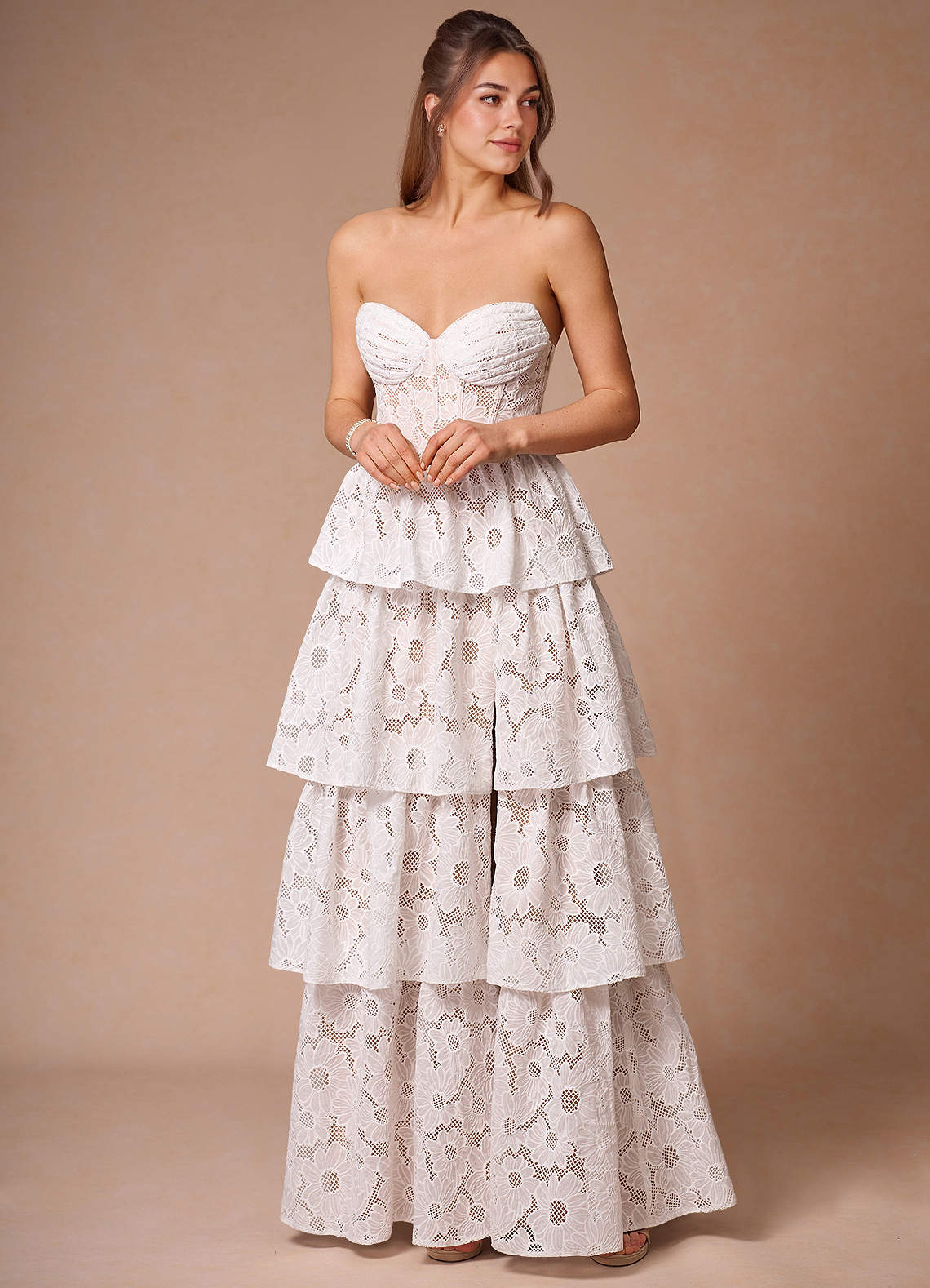 Galadriel White Lace Layered Dress Ready to Ship | Azazie