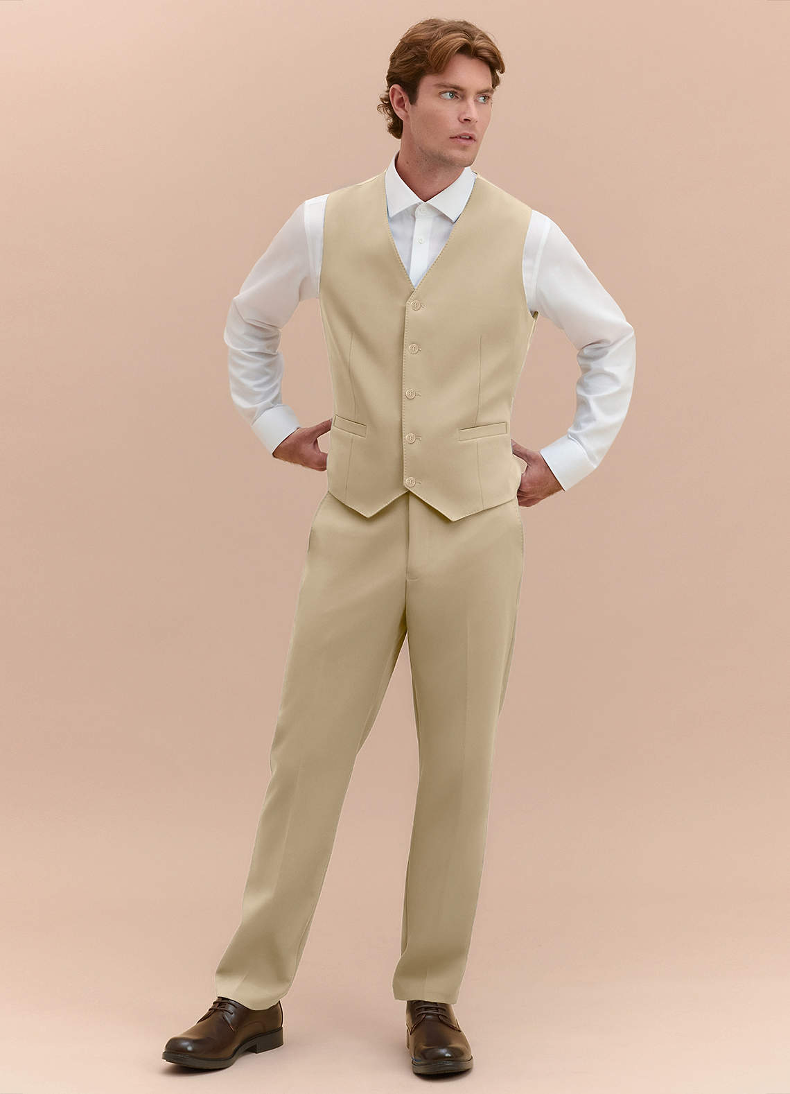 front James Champagne Structured Stretch Suit Vest