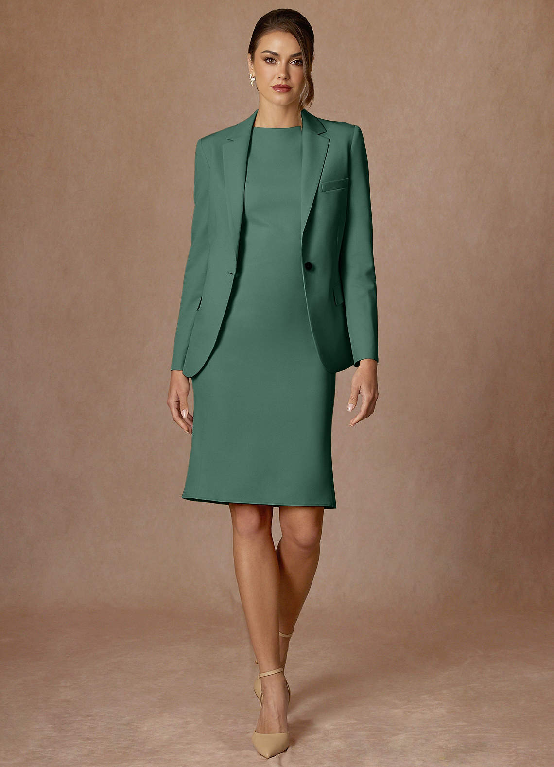 front Kennedy Eucalyptus Structured Stretch Dress