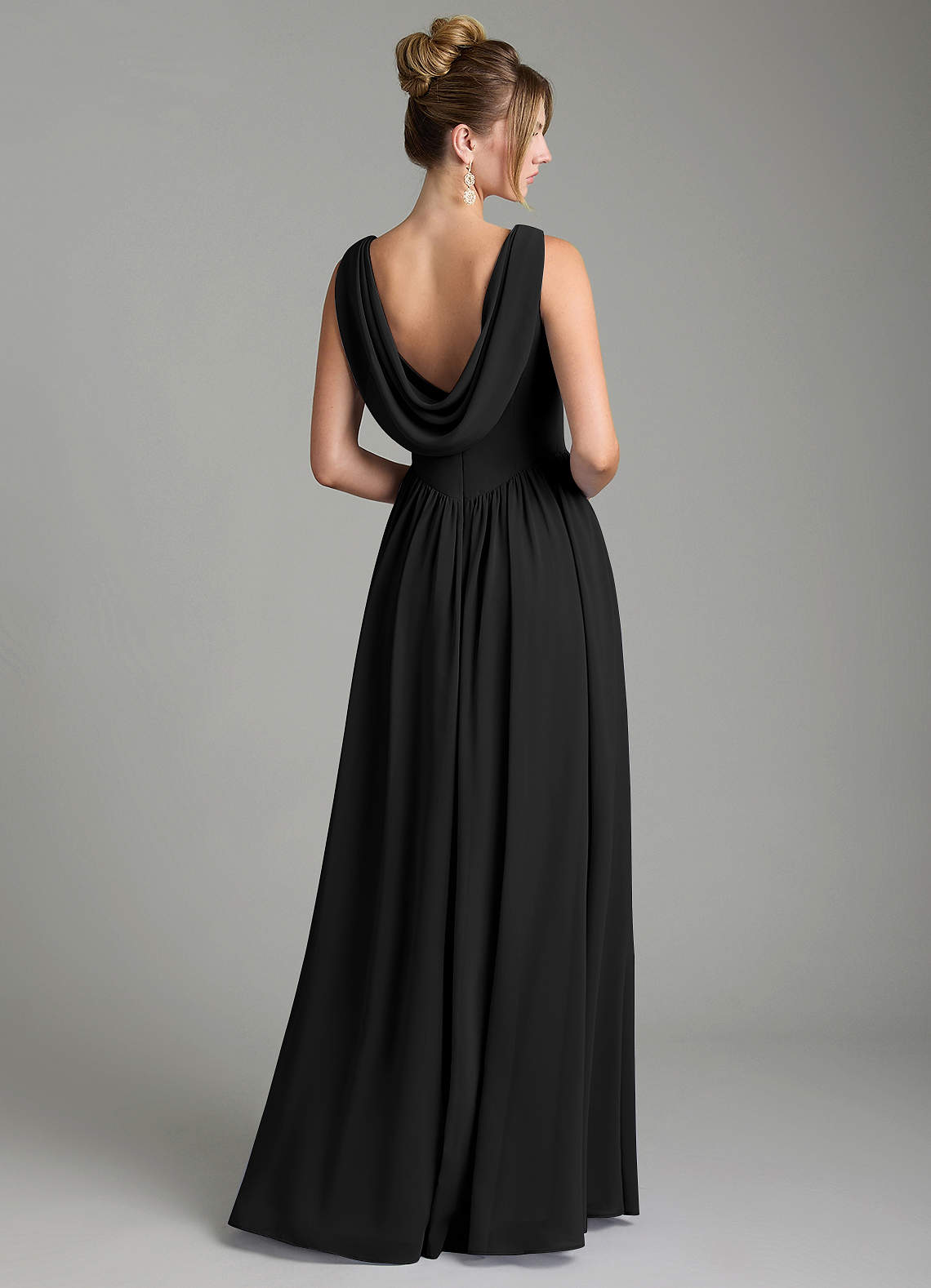 Azazie Novi Bridesmaid Dresses Black A-Line Pleated Chiffon Dress image4