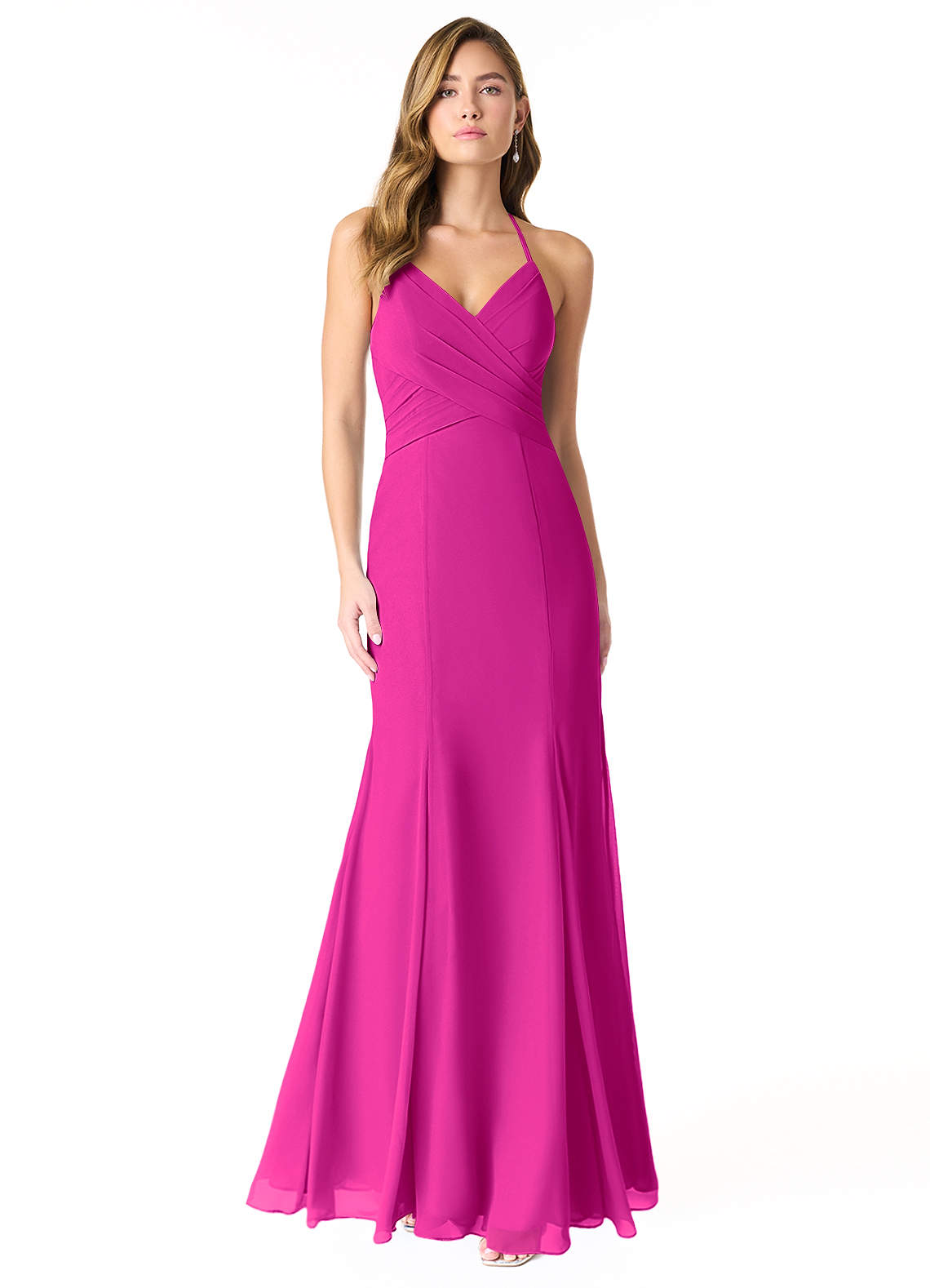 Azazie Carolina Bridesmaid Dresses Fuchsia Mermaid Ruched Chiffon Dress image1