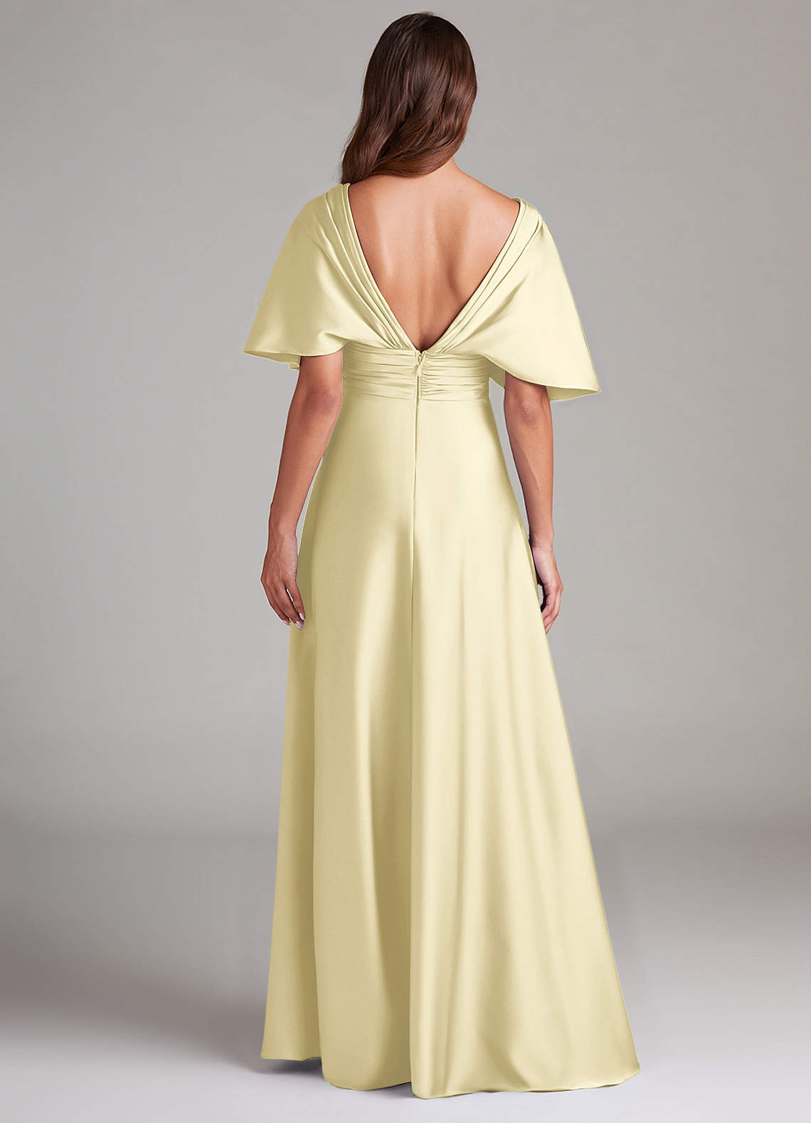 Azazie Pamela Brudtärnklänningar Klä av A-Linje i Stretch Satin Plisserad Citronsorbet image1