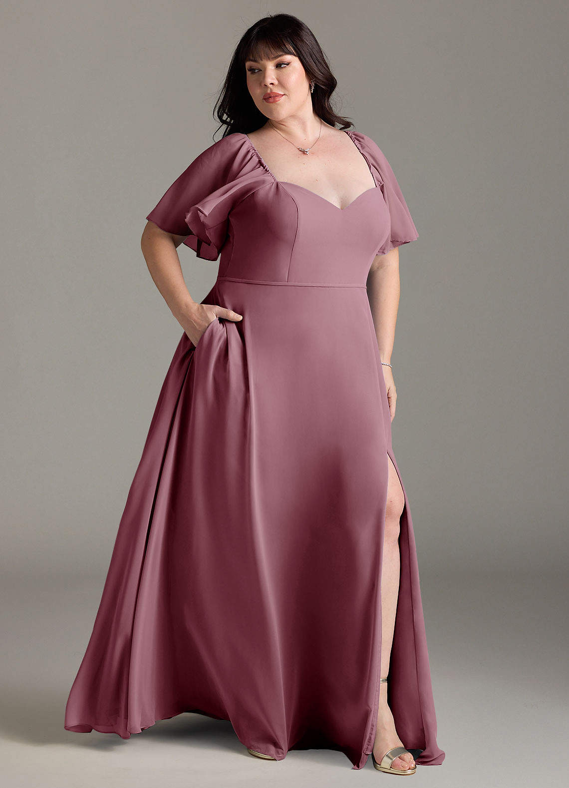 pale mauve bridesmaid dresses Maxi Chiffon Long Mismatched Bridesmaid Dresses Modest Purple Bridesmaid Dresses ARD1150
