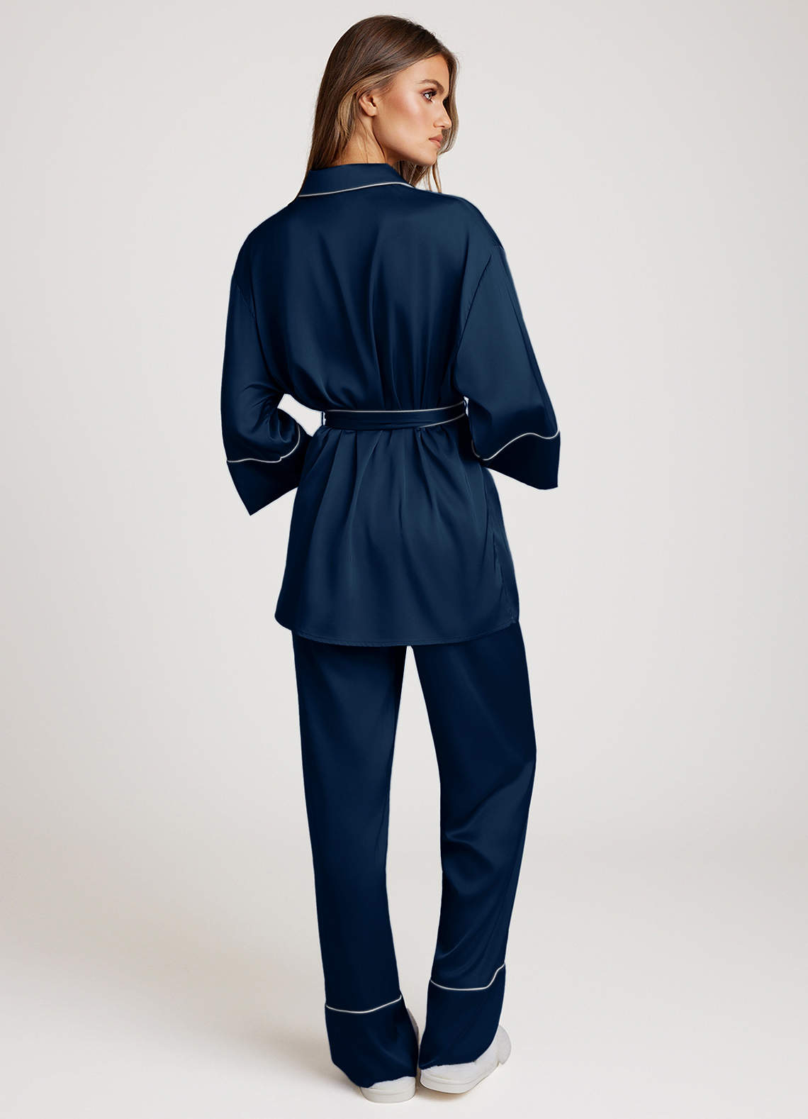 front Satin Trim Pajama Set