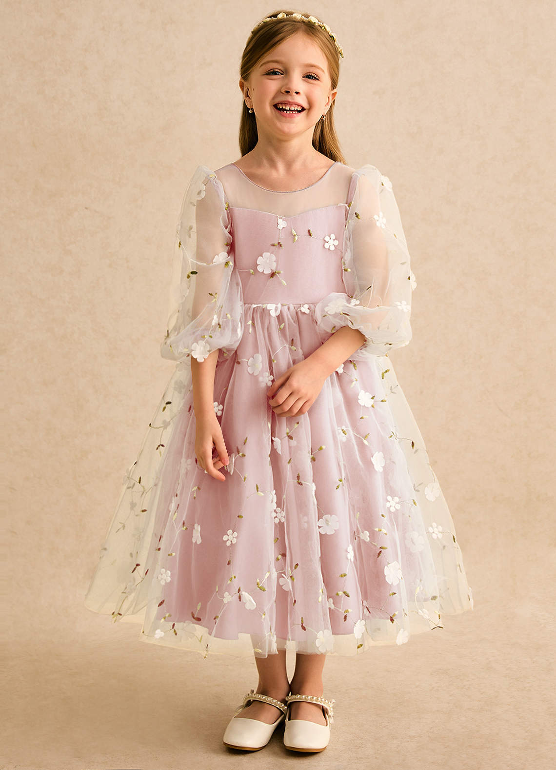 Azazie Elowen Flower Girl Dresses Rosette A-Line Sweetheart Neckline Lace Dress image4
