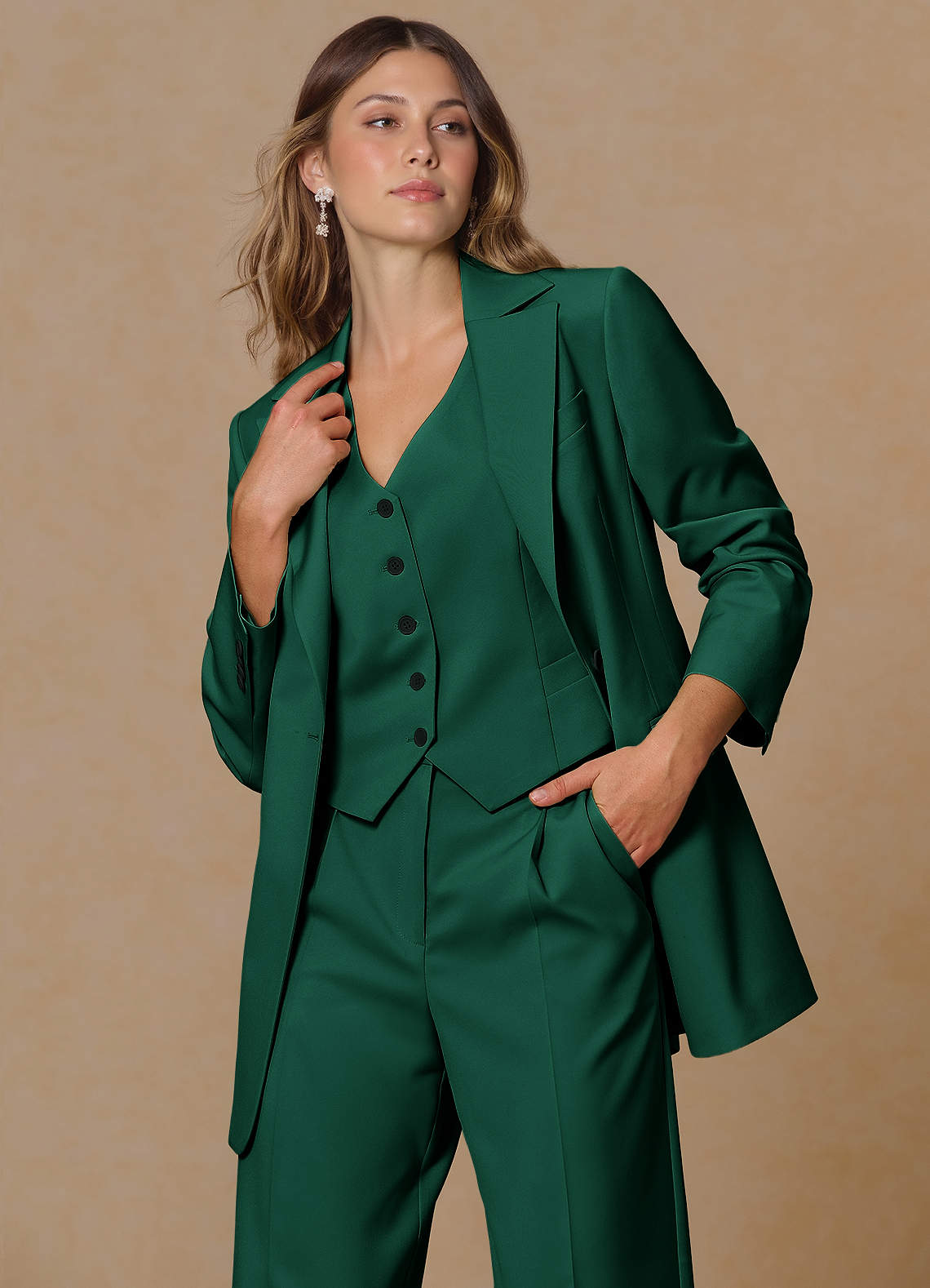 front Rowan Emerald Refined Weave Performance blazer