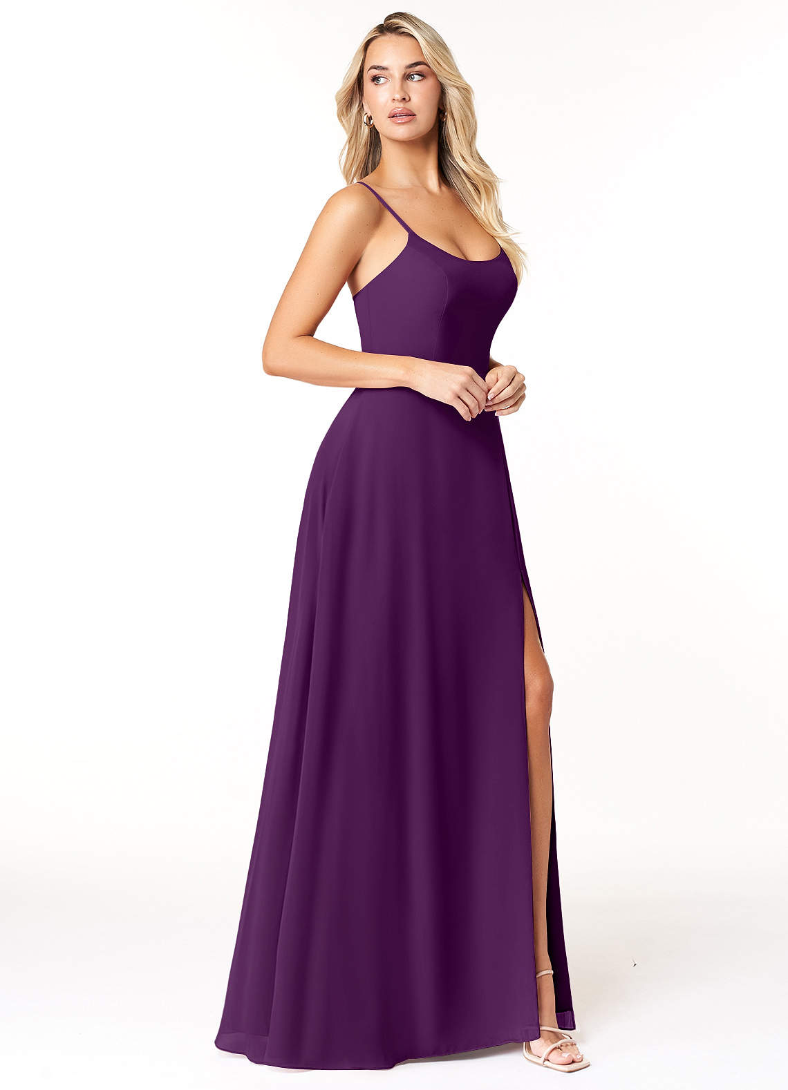 grape lurex chiffon maxi dress Clothing: Maxi Dresses: 'Esme' Grape Lurex Chiffon Maxi Dress
