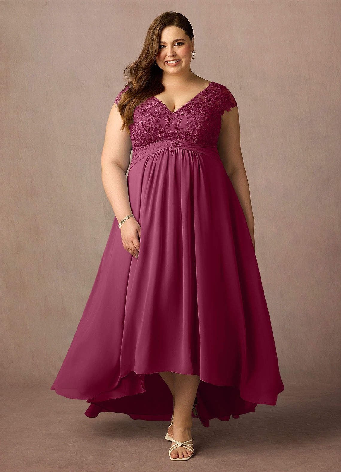 Azazie Irmeli Mère de la mariée Robes Robe Trapèze en Mousseline de soie Dentelle Mûre image1