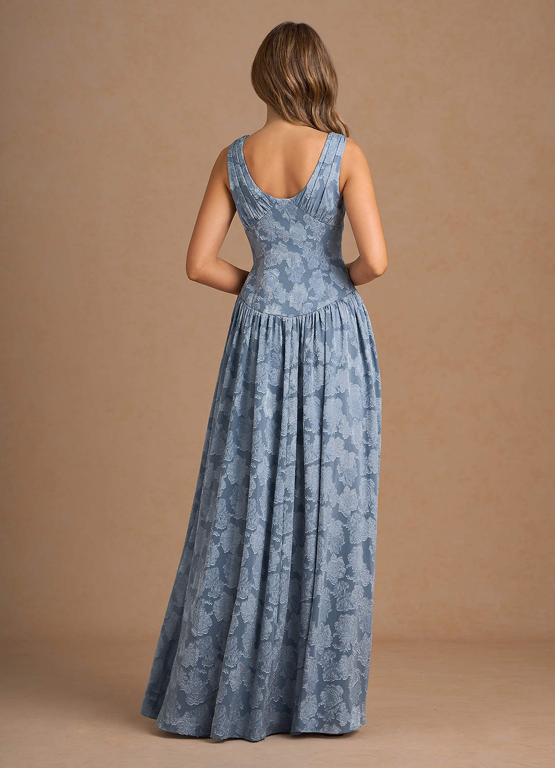 chinese dress ladies Wedtrend Women Dusty Blue Long Bridesmaid Dress Corset A Line Spaghetti Straps Wedding Guest Dress with Criss Cross Back, GreyBlue / US26W main image 1