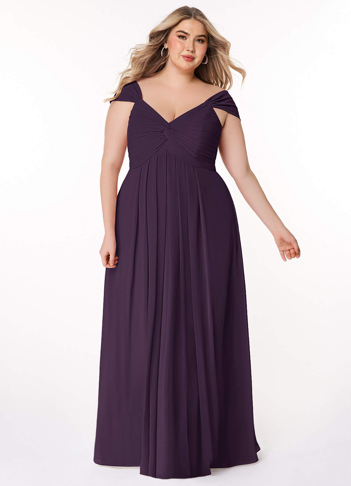 Azazie Kaitlynn Bridesmaid Dresses Plum Empire Ruched Chiffon Convertible Dress image1