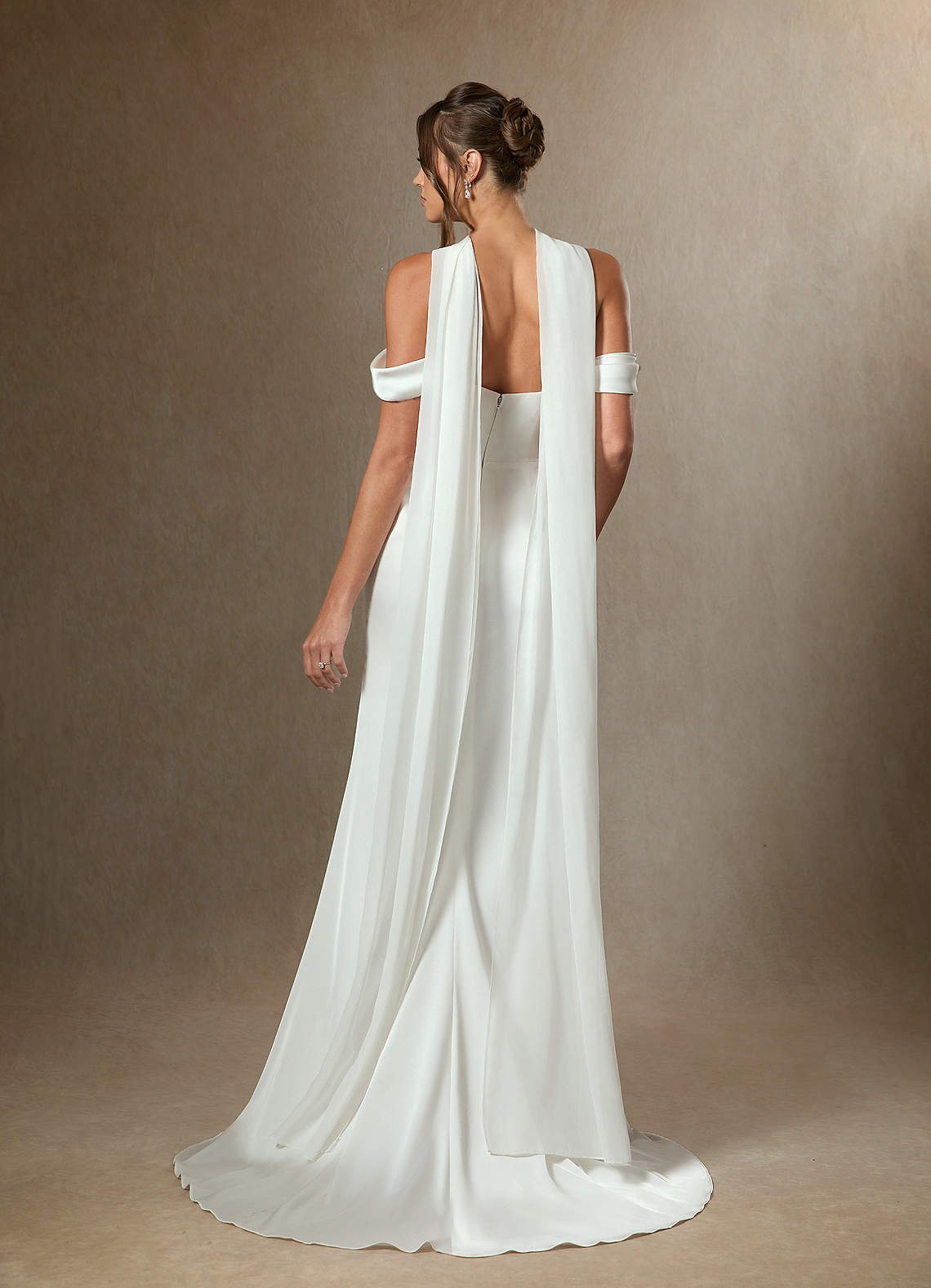 Azazie Blithe Wedding Dresses Diamond White Sheath Side Slit Stretch Satin Dress image6