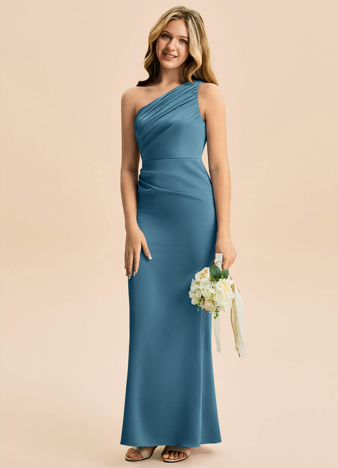 Azazie Akilah Junior Klä av Tubklänning i Stretch Satin Plisserad image4