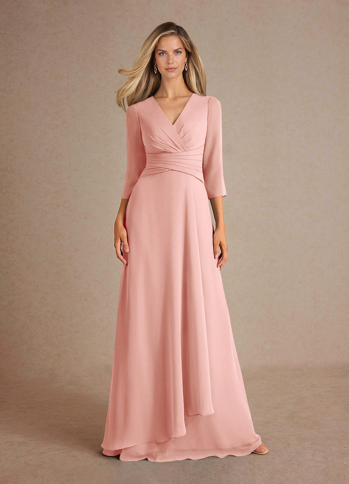 Azazie Mayfield Mother of the Bride Dresses Rosette A-Line Pleated Chiffon Dress image5