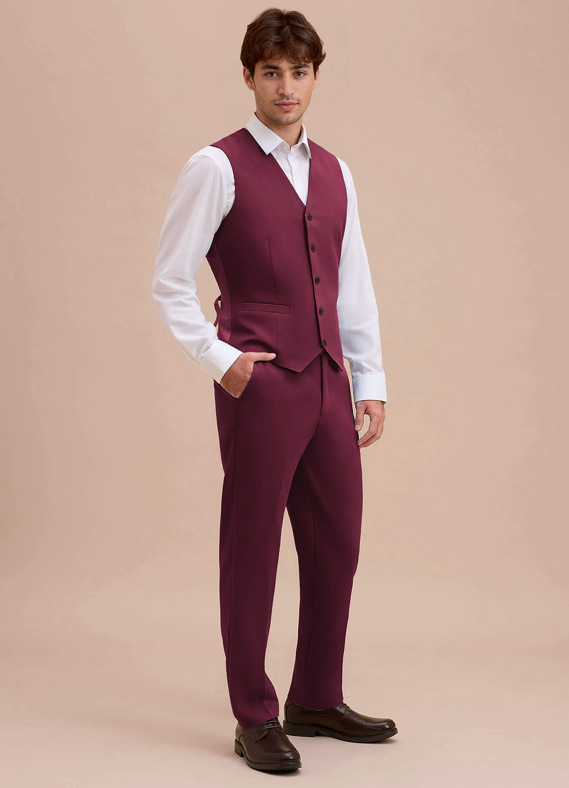 front Ethan Burgundy Refined Weave Suit Vest
