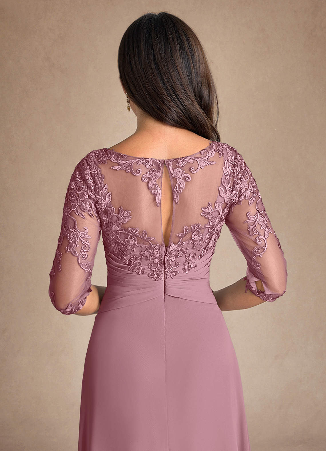 Azazie Marietta Mother of the Bride Dresses Vintage Mauve A-Line Lace Dress image7