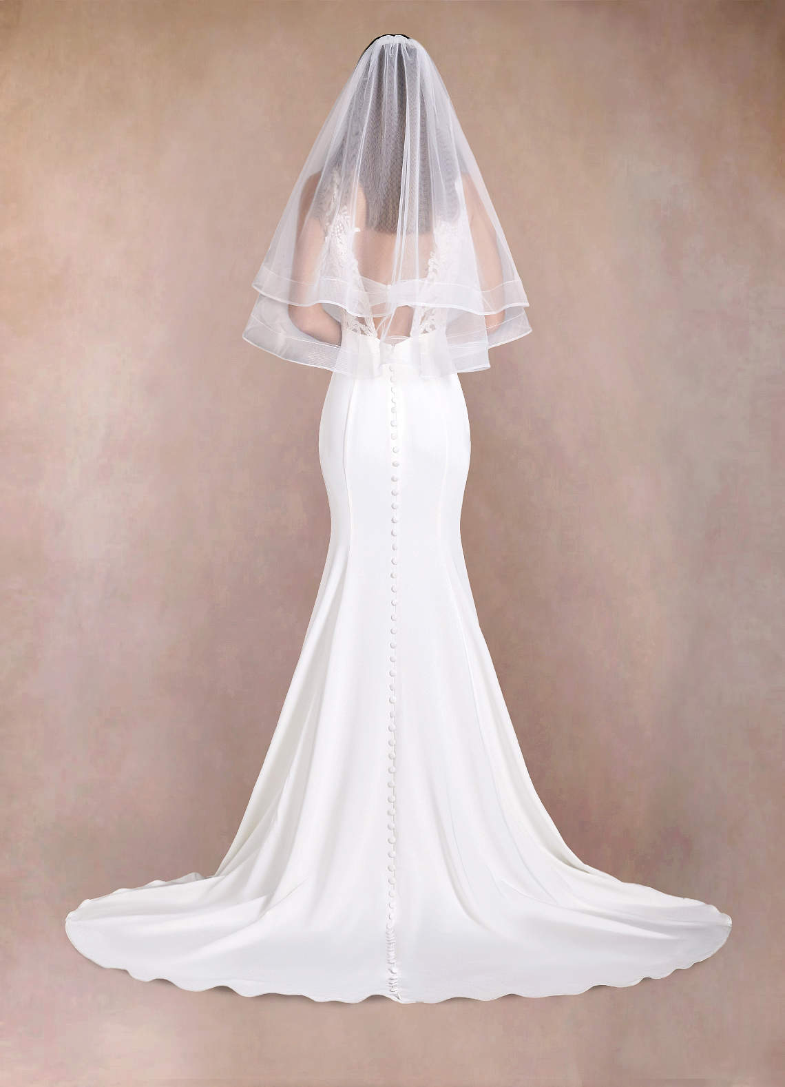 front Richelle Waist Length Veil With Blusher