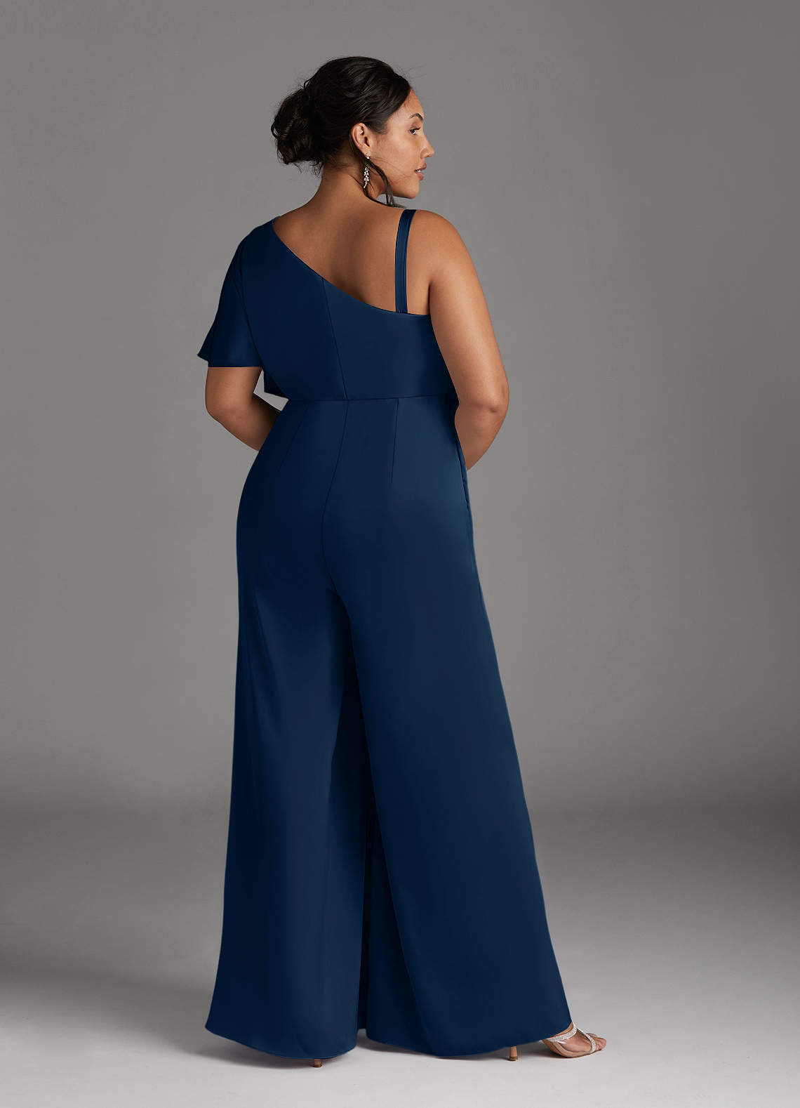 Azazie Hagretta Mother of the Bride Dresses Dark Navy Jumpsuit/Pantsuit Stretch Satin Dress image9