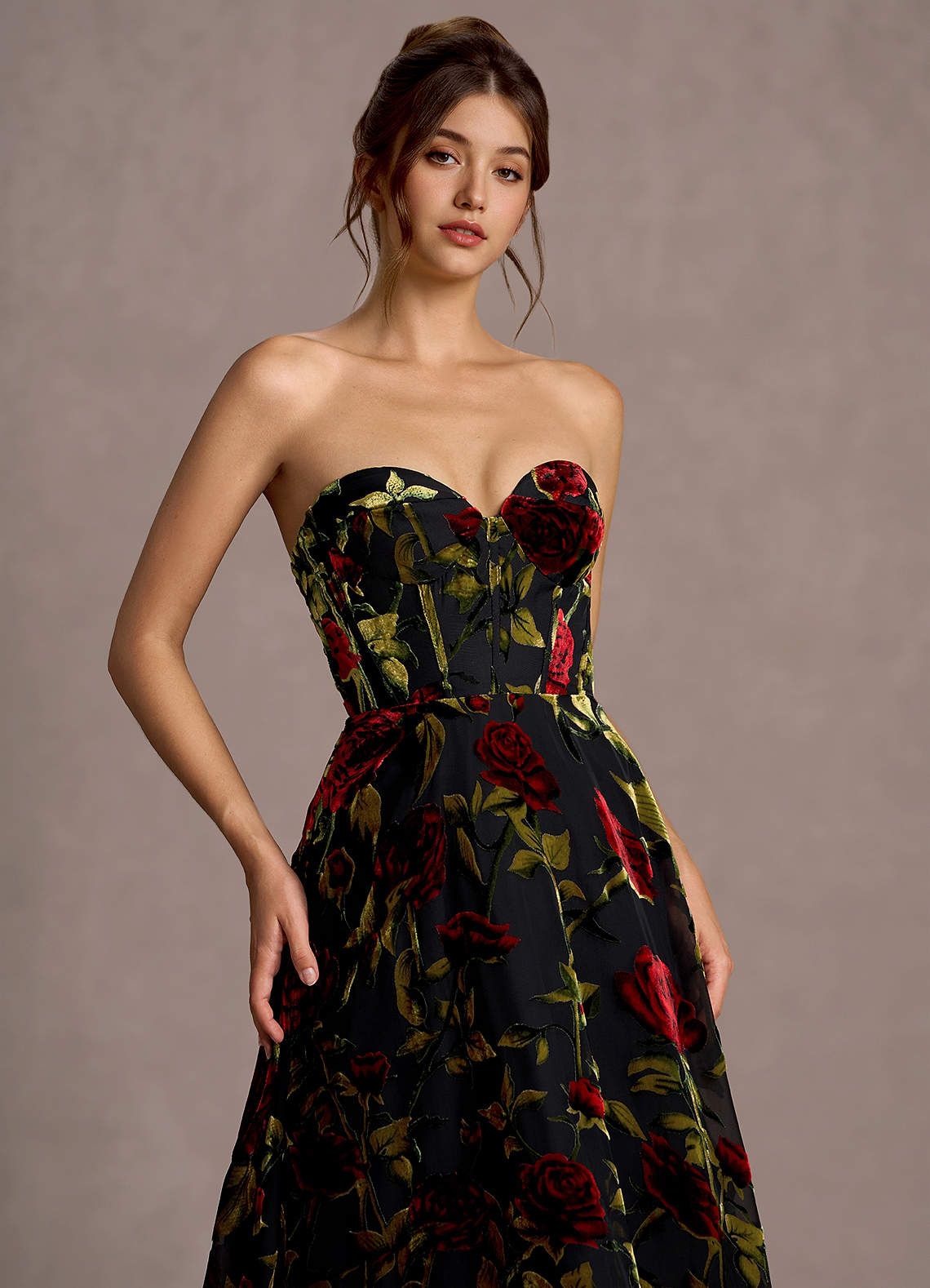 Zerina Sort Multi Midikjole image5