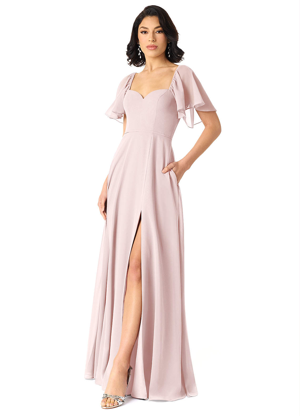 Azazie A-Line Sweetheart Floor-Length Chiffon Bridesmaid Dresses Blushing Pink Azazie A-Line Sweetheart Floor-Length Chiffon Bridesmaid Dresses Blushing Pink