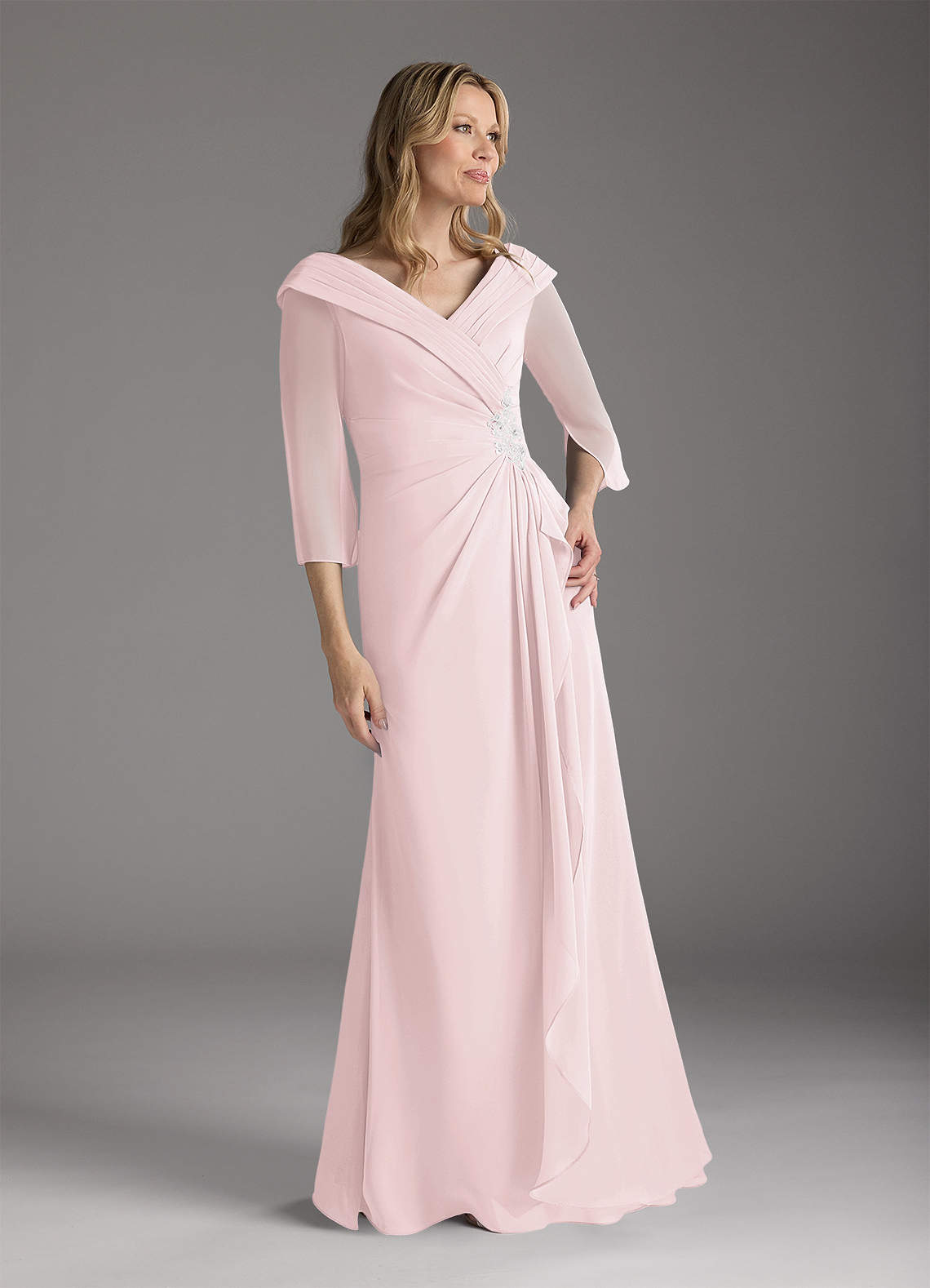 Azazie Jaycee Mother of the Bride Dresses Blushing Pink A-Line Chiffon Dress image1