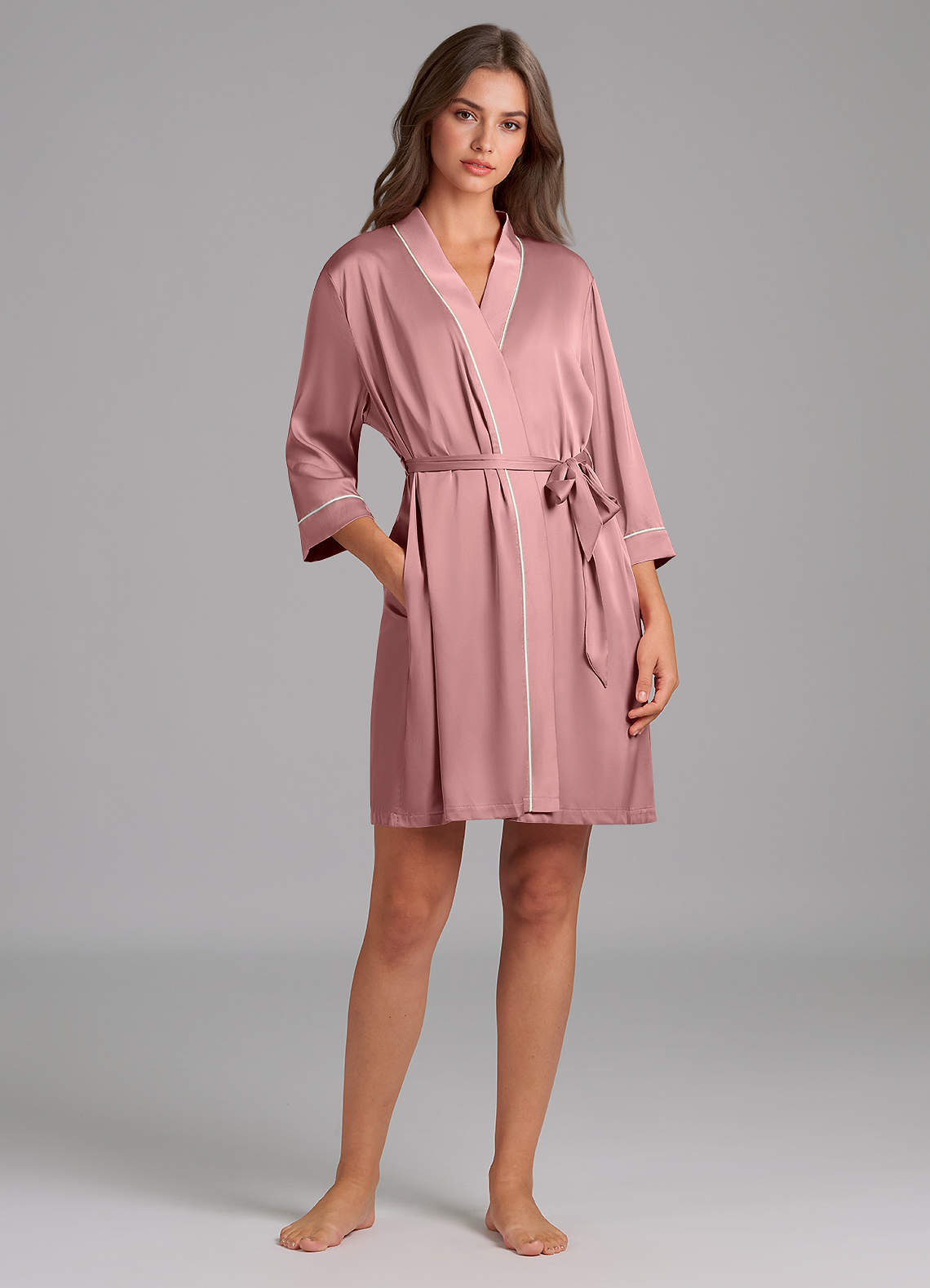 front Satin Piped Robe