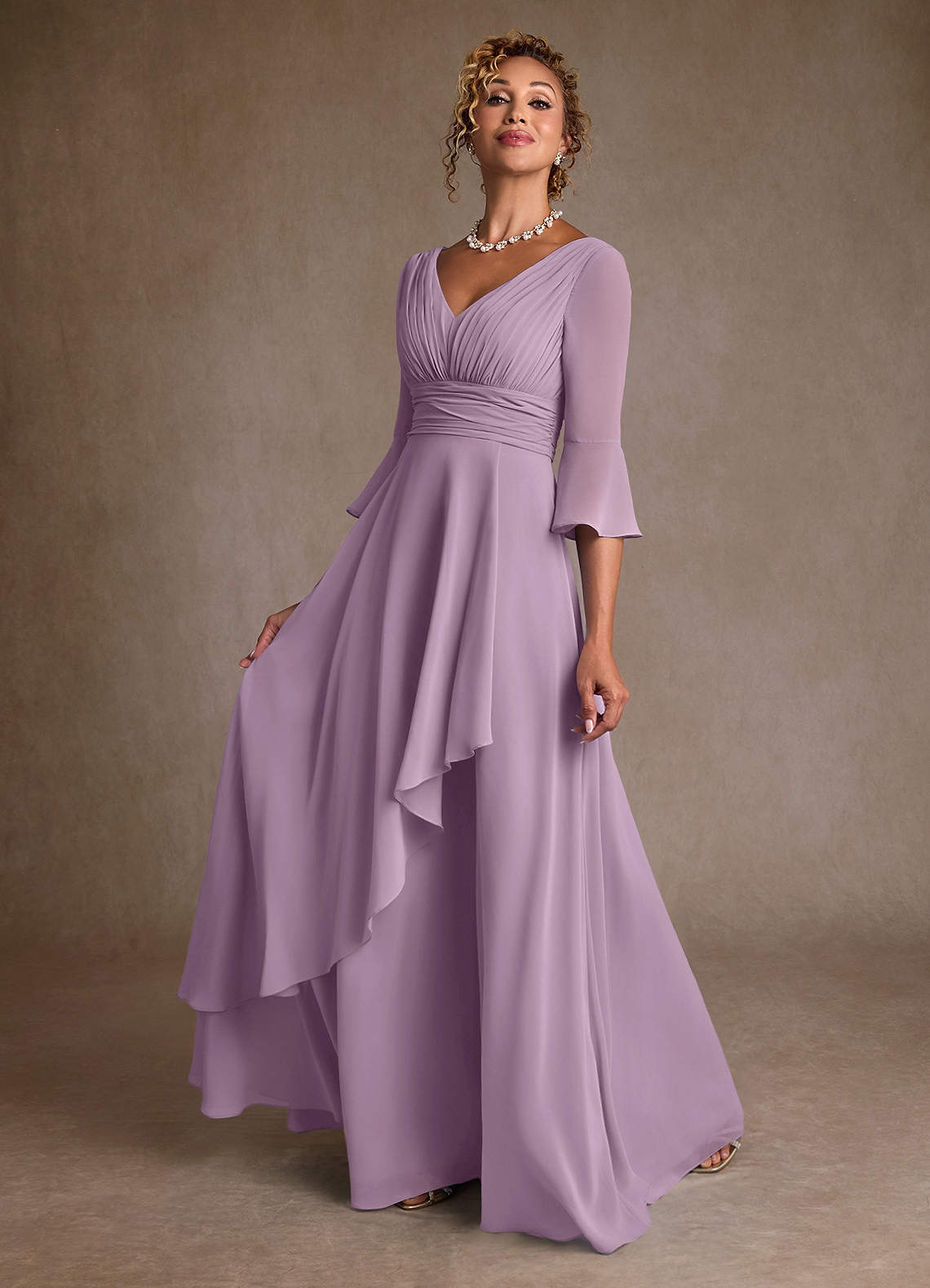 Azazie Eire Mother of the Bride Dresses Wisteria A-Line Pleated Chiffon Dress image2