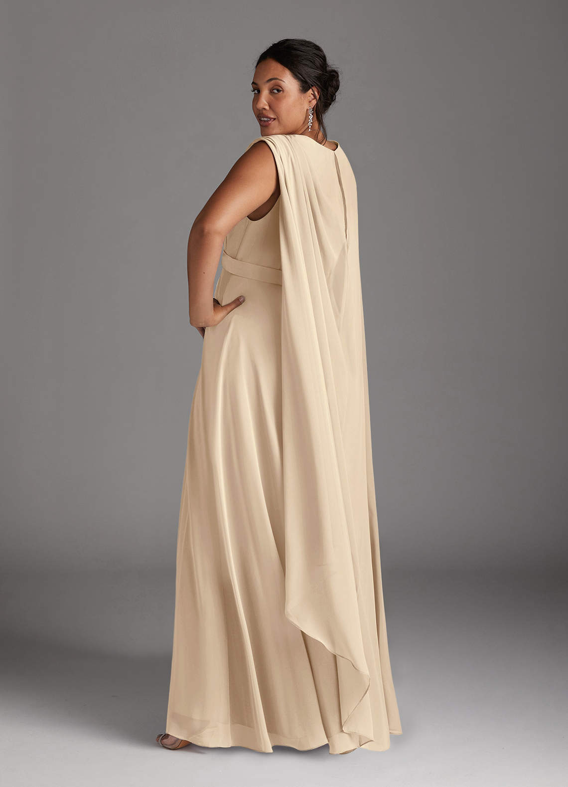 Azazie Isa Mother of the Bride Dresses Champagne A-Line V-Neck Pleated Chiffon Dress image5