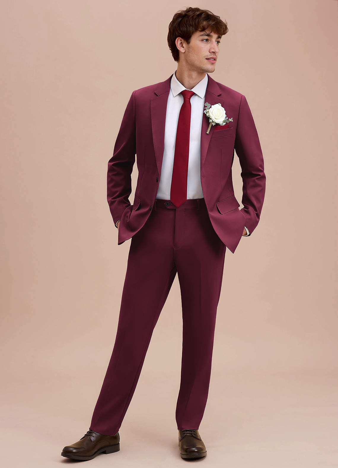 front Ethan Burgundy Refined Weave Performance Suit Jacket