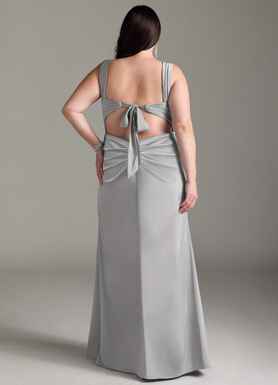 Azazie Jesaphine Ready to Ship Silver Stretch Satin Bridesmaid