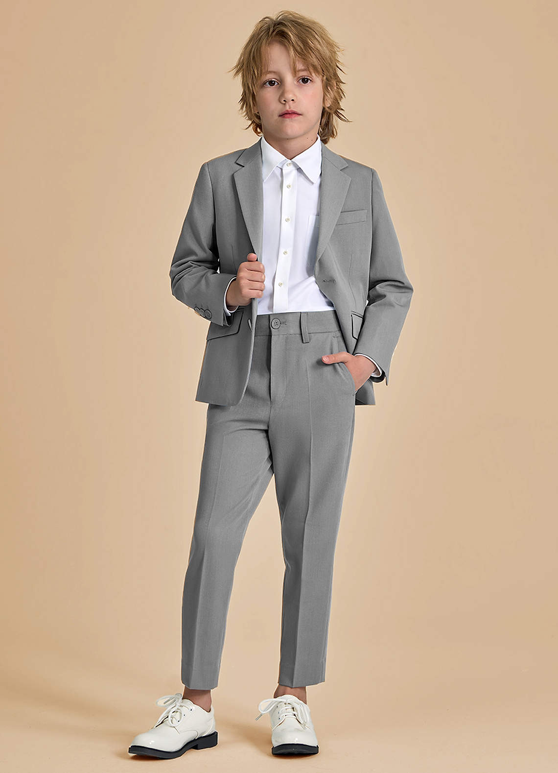 front Oliver Boys Grey 2-Piece Suit