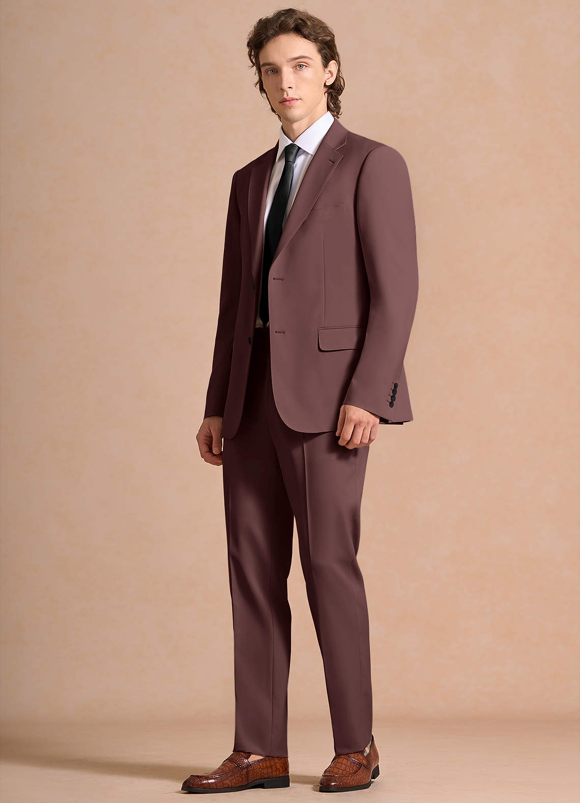 front James Espresso Structured Stretch Suit