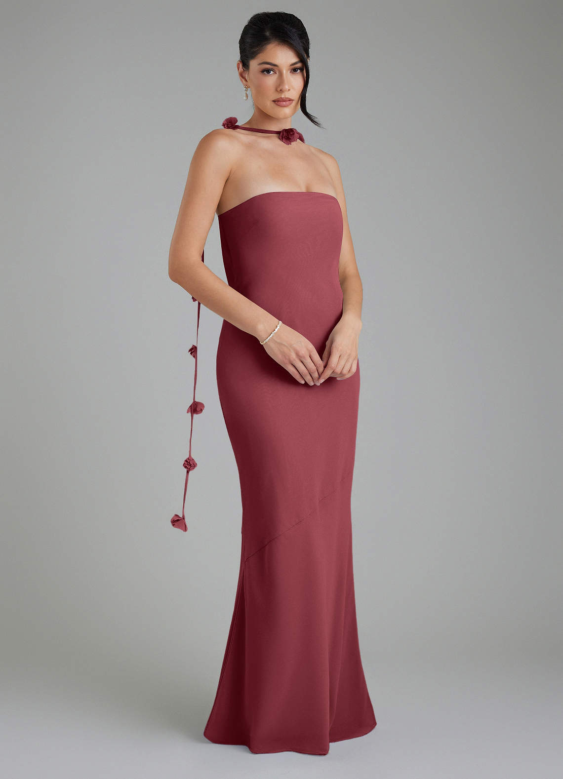 merlot chiffon dress Evening Grace Chiffon Midi Dress in Merlot Curves 2XL / Merlot
