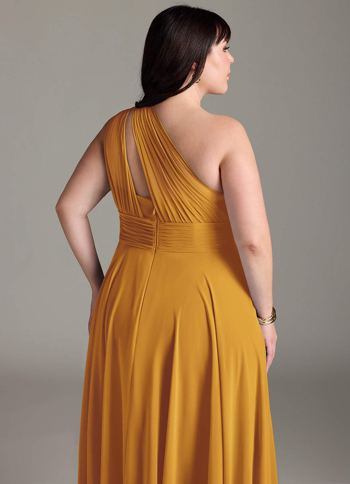 Azazie Charlize Bridesmaid Dresses Butterscotch A-Line One Shoulder Chiffon Dress image12