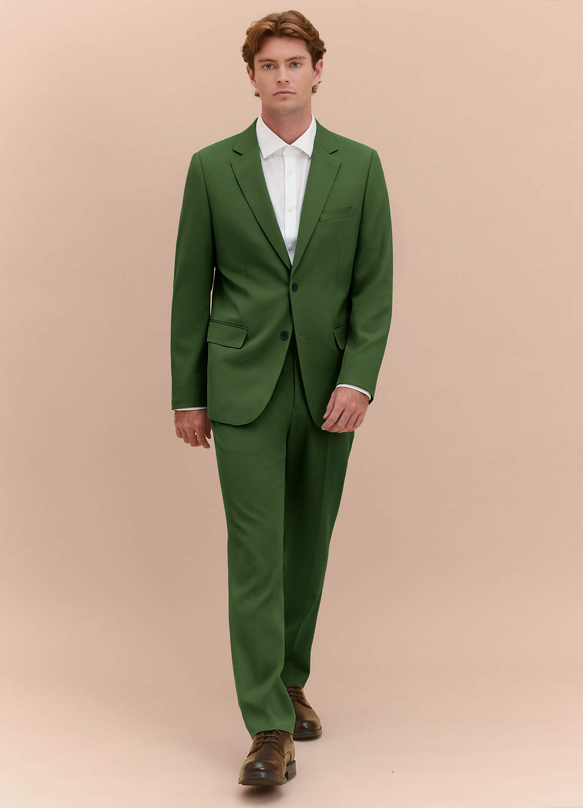 front James Olive Structured Stretch Suit